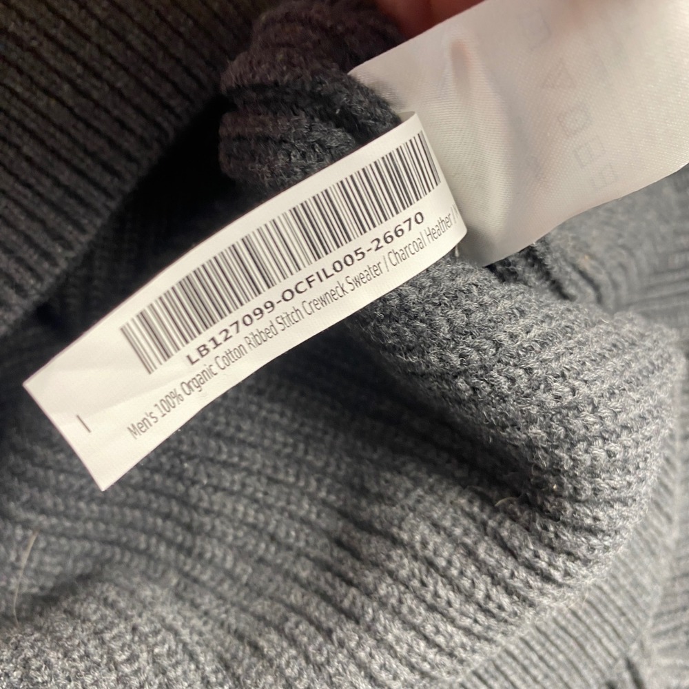 Quince Organic Cotton Ribbed Stitch Crewneck Sweater Mens M Charcoal Heather - Picture 4 of 8